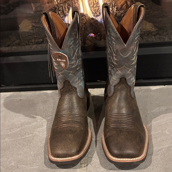 Ariat Sport Latigo Chocolate Brown/stone Blue,wide square toe,4LR,duratread sole - Picture 3 of 15